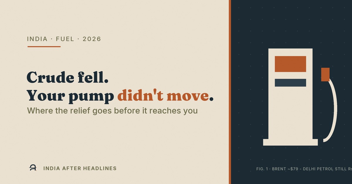 'Crude fell. Your pump didn't move.' — where fuel relief goes before it reaches you.