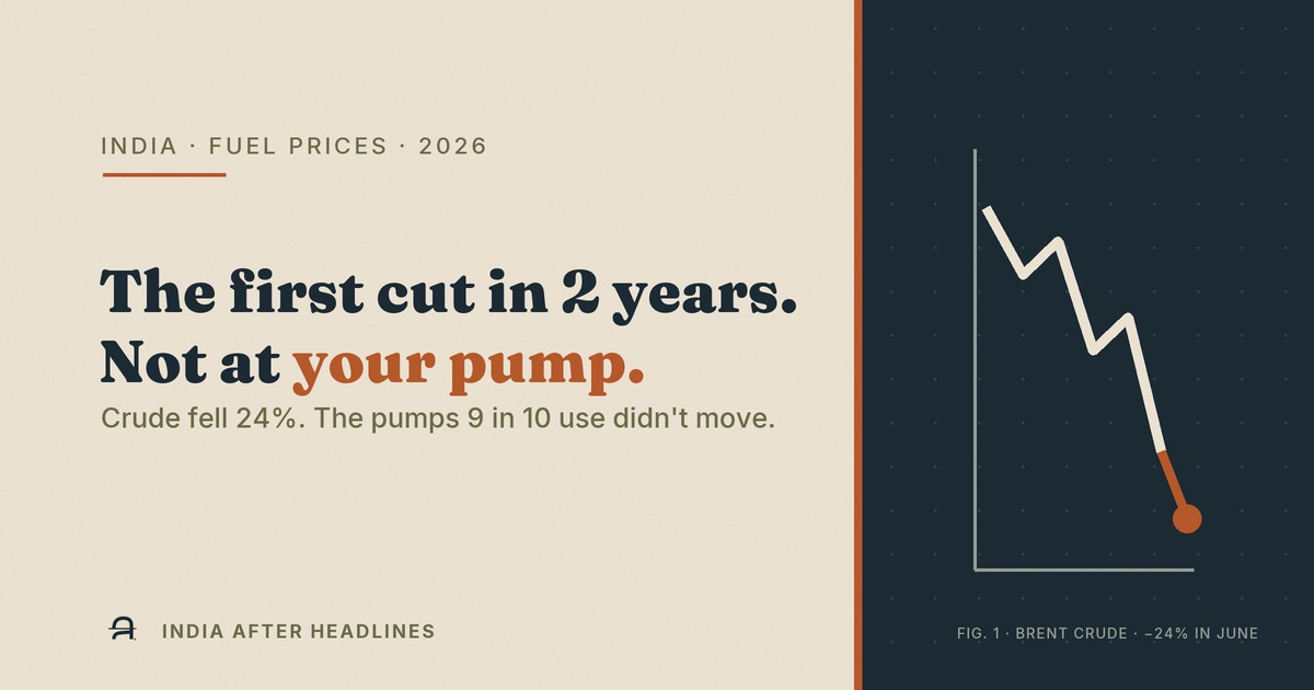 Editorial hero: the first petrol cut in 2 years — but not at your pump; Brent crude down 24% in June